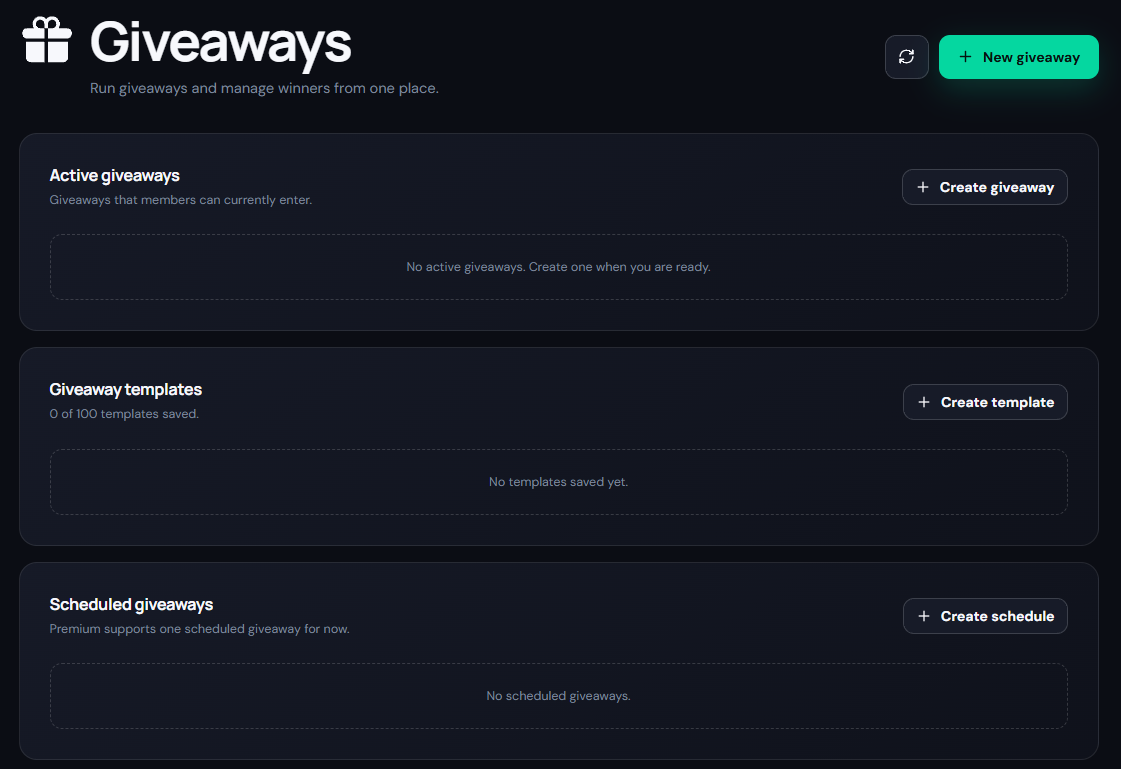 Giveaway Page in VoiceStats